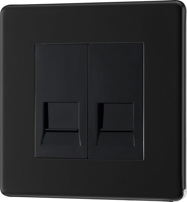 BG FFBBTM2 Flatplate Screwless Double Master Telephone Socket - Matt Black - westbasedirect.com