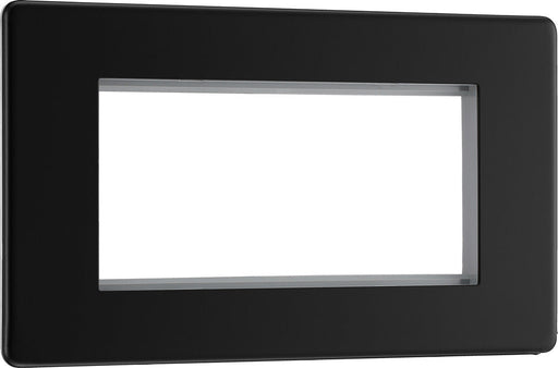 BG FFBEMR4 Flatplate Screwless Quad Euro Module Faceplate - Matt Black - westbasedirect.com