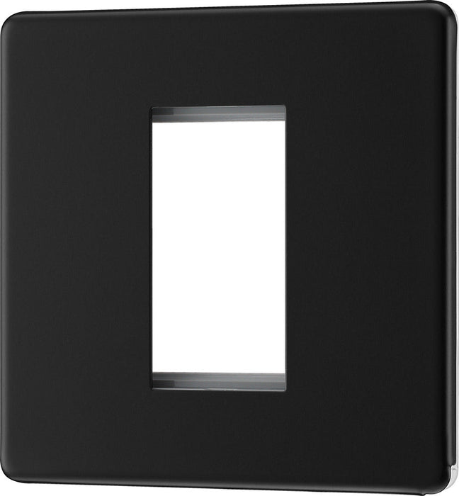 BG FFBEMS1 Flatplate Screwless Single Euro Module Faceplate - Matt Black - westbasedirect.com
