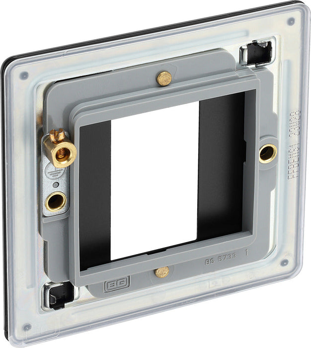 BG FFBEMS1 Flatplate Screwless Single Euro Module Faceplate - Matt Black - westbasedirect.com