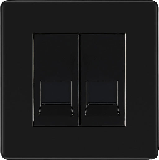 BG FFBRJ112 Flatplat Screwless RJ11 Double Data Outlet Socket - Matt Black - westbasedirect.com
