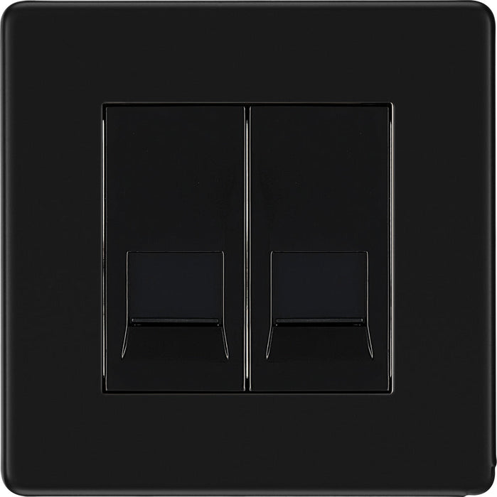 BG FFBRJ112 Flatplat Screwless RJ11 Double Data Outlet Socket - Matt Black - westbasedirect.com