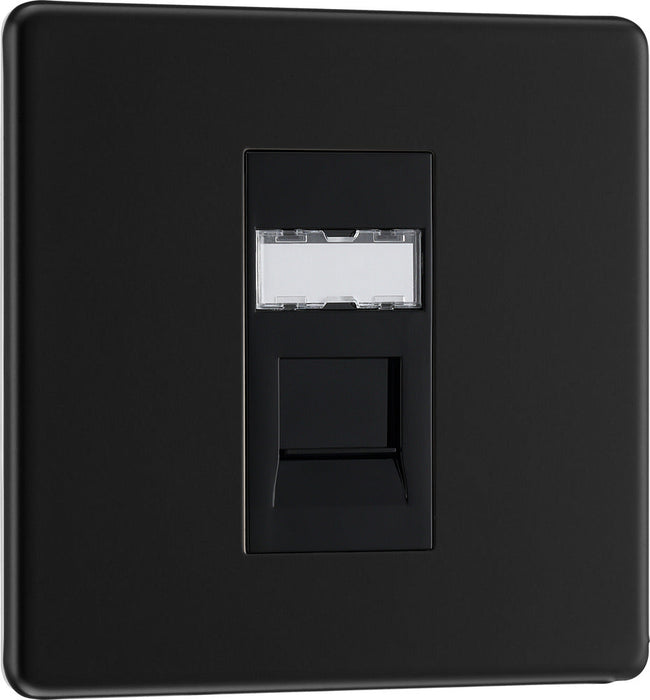 BG FFBRJ451 Flatplate Screwless RJ45 Single Data Outlet Socket - Matt Black - westbasedirect.com