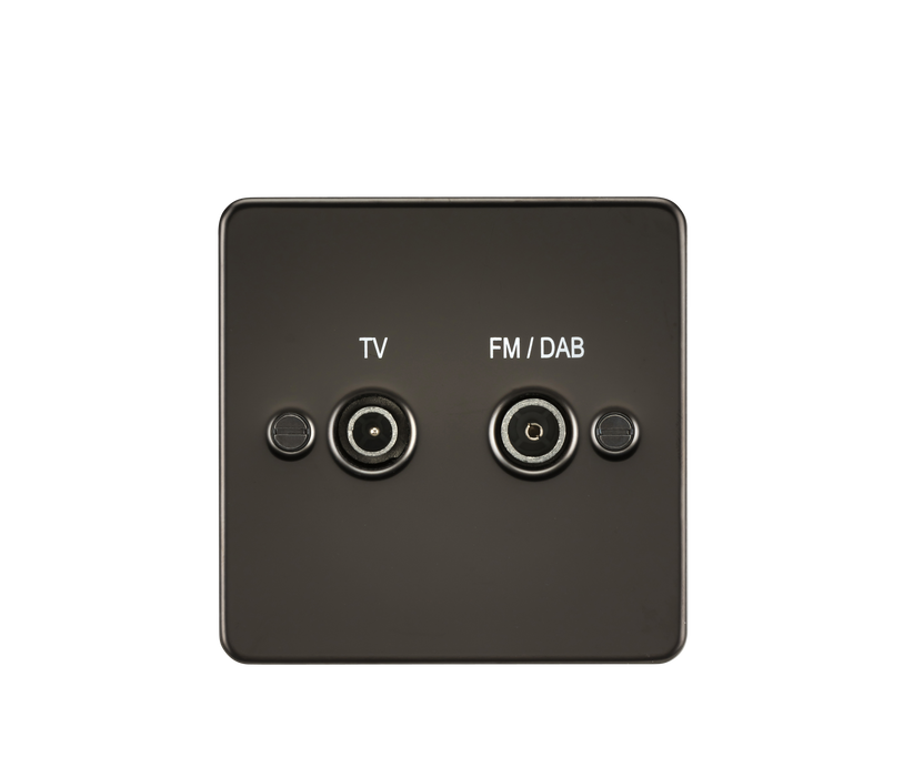Knightsbridge FP0160GM Flat Plate Screened Diplex Outlet (TV & FM DAB) - Gunmetal - westbasedirect.com
