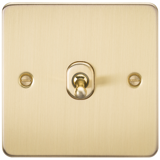 Knightsbridge FP1TOGBB Flat Plate 10AX 1G 2 Way Toggle Switch - Brushed Brass - westbasedirect.com