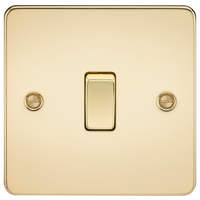 Knightsbridge FP2000PB Flat Plate 10AX 1G 2 Way Switch - Polished Brass