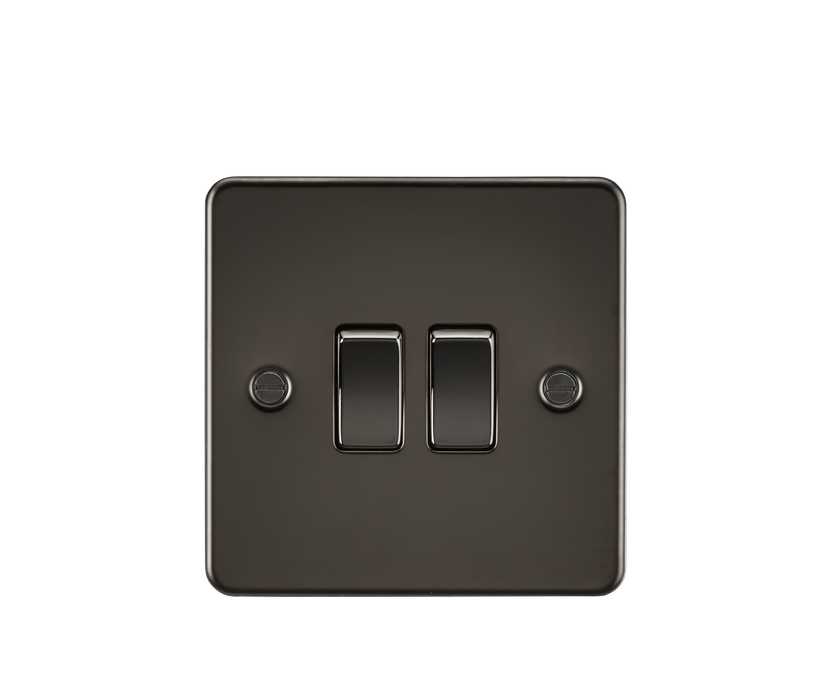 Knightsbridge FP3000GM Flat Plate 10AX 2G 2-Way Switch - Gunmetal - westbasedirect.com