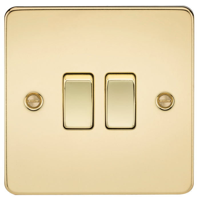 Knightsbridge FP3000PB Flat Plate 10AX 2G 2-Way Switch - Polished Brass - westbasedirect.com