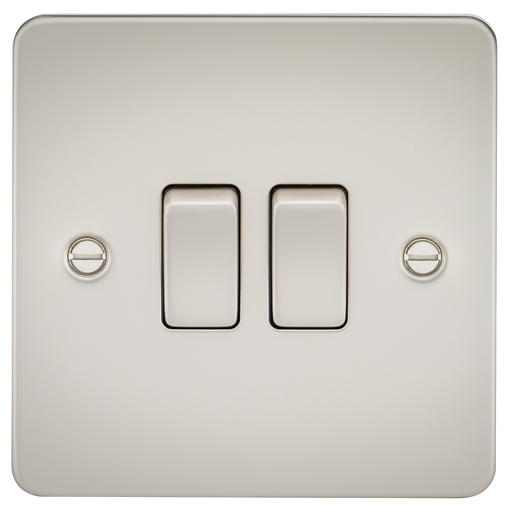 Knightsbridge FP3000PL Flat Plate 10AX 2G 2-Way Switch - Pearl - westbasedirect.com