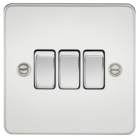 Knightsbridge FP4000PC Flat Plate 10AX 3G 2-Way Switch - Polished Chrome