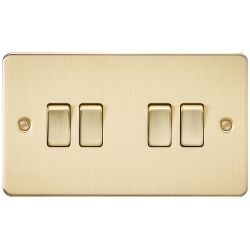 Knightsbridge FP4100BB Flat Plate 10AX 4G 2-Way Switch - Brushed Brass - westbasedirect.com