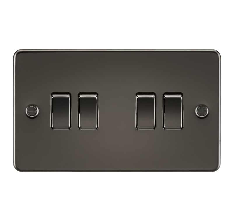 Knightsbridge FP4100GM Flat Plate 10AX 4G 2-Way Switch - Gunmetal - westbasedirect.com
