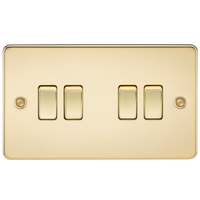 Knightsbridge FP4100PB Flat Plate 10AX 4G 2-Way Switch - Polished Brass