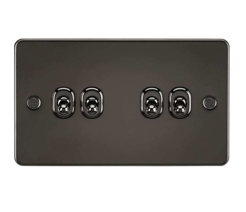 Knightsbridge FP4TOGGM Flat Plate 10AX 4G 2-Way Toggle Switch - Gunmetal - westbasedirect.com