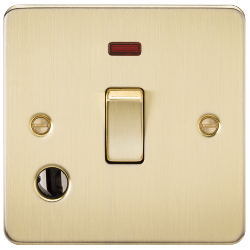 Knightsbridge FP8341FBB Flat Plate 20A 1G DP Switch + Neon & Flex Outlet - Brushed Brass - westbasedirect.com