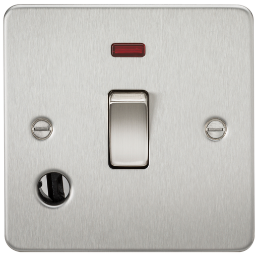 Knightsbridge FP8341FBC Flat Plate 20A 1G DP Switch + Neon & Flex Outlet - Brushed Chrome - westbasedirect.com