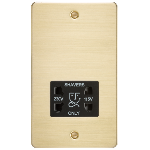 Knightsbridge FP8900BB Flat Plate 115/230V Dual Voltage Shaver - Brushed Brass + Black Insert - westbasedirect.com