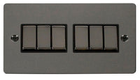 Click Define FPBN416BK Flat Plate 10AX Ingot 6-Gang 2-Way Plate Switch - Black Nickel (Black)