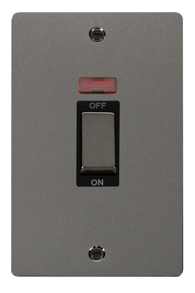 Click Define FPBN503BK Flat Plate 45A Ingot 2G Double Pole Switch + Neon (Vertical) - Black Nickel (Black) - westbasedirect.com