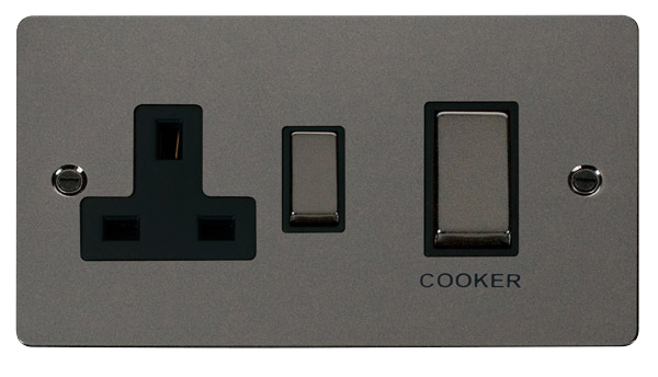 Click Define FPBN504BK Flat Plate 45A Ingot 2G DP Switch + 13A DP Switched Socket - Black Nickel (Black) - westbasedirect.com