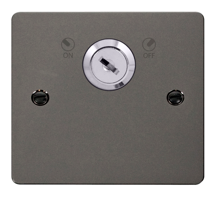 Click Define FPBN660 Flat Plate 20A DP 1G Key Lockable Switch - Black Nickel - westbasedirect.com