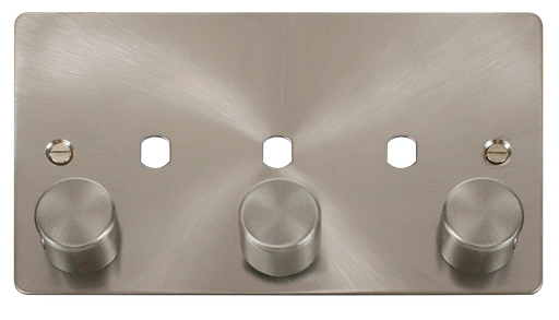 Click Define FPBS153PL Flat Plate 3G Unfurnished Dimmer Plate & Knobs (1200W Max) - Brushed Stainless - westbasedirect.com