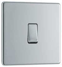 BG FPC12 Flatplate Screwless 20A 16AX 2 Way Single Light Switch - Polished Chrome