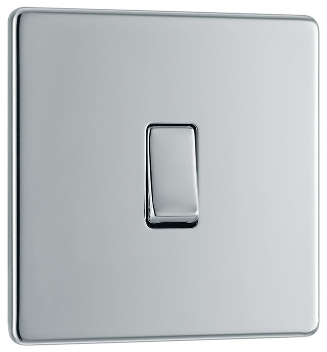 BG FPC12 Flatplate Screwless Single Light Switch 10A - Polished Chrome - westbasedirect.com