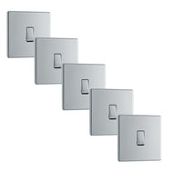 BG FPC12x5 Flatplate Screwless 20A 16AX 2 Way Single Light Switch - Polished Chrome (5 Pack)