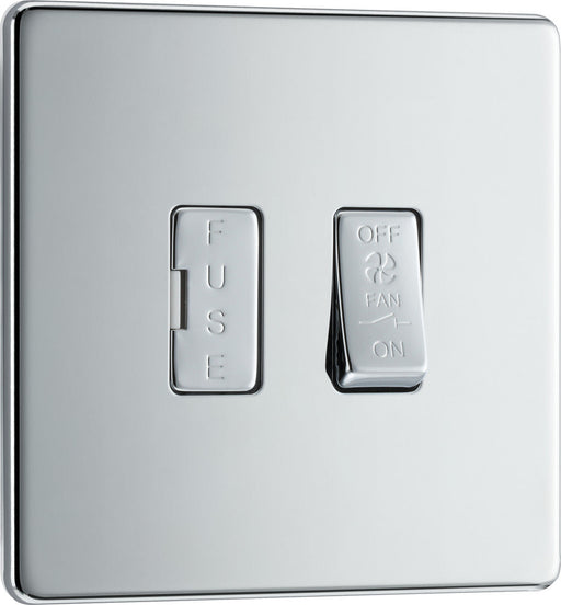 BG FPC15F Flatplate Screwless Triple Pole Fused Fan Isolator Switch 10A - Polished Chrome - westbasedirect.com