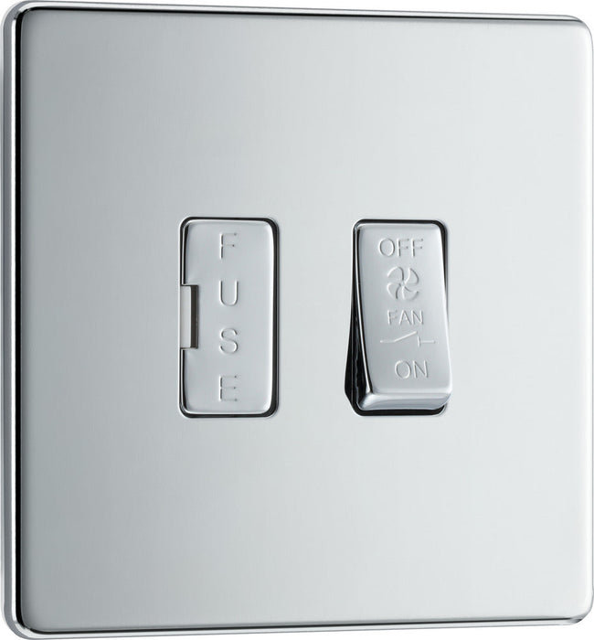 BG FPC15F Flatplate Screwless Triple Pole Fused Fan Isolator Switch 10A - Polished Chrome - westbasedirect.com