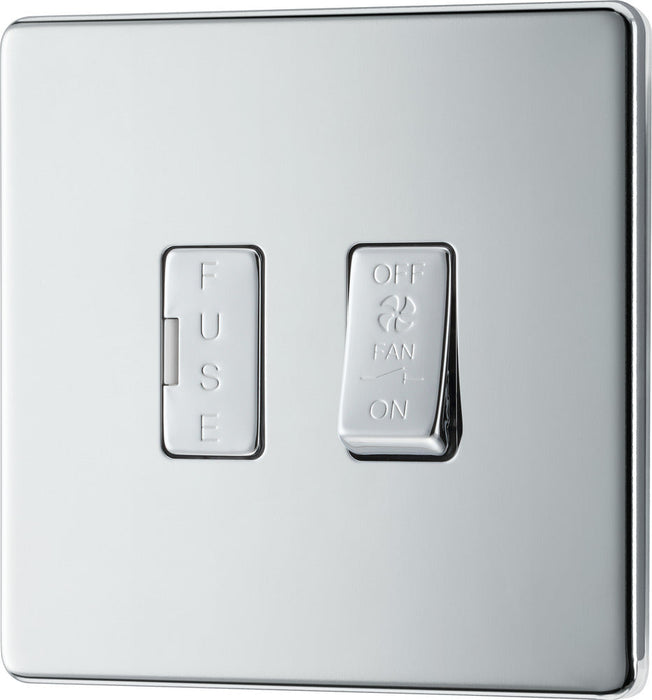 BG FPC15F Flatplate Screwless Triple Pole Fused Fan Isolator Switch 10A - Polished Chrome - westbasedirect.com