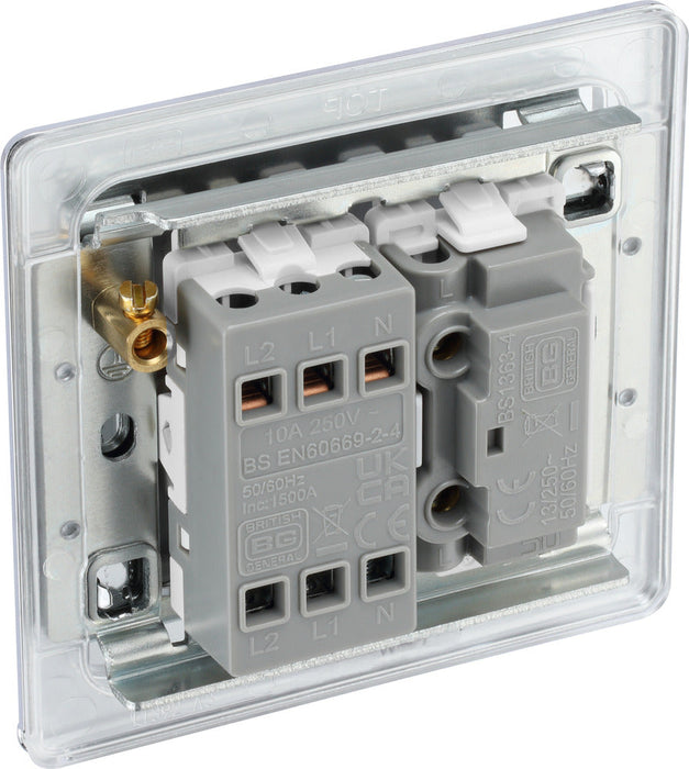 BG FPC15F Flatplate Screwless Triple Pole Fused Fan Isolator Switch 10A - Polished Chrome - westbasedirect.com