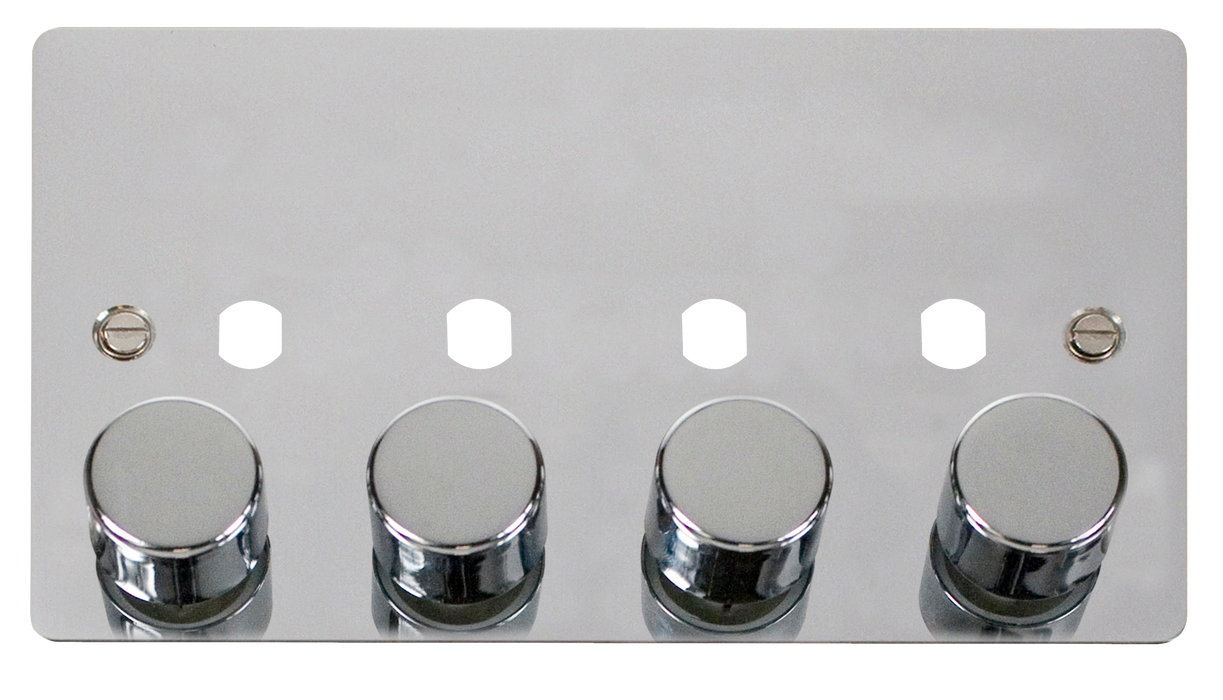Click Define FPCH154PL Flat Plate 4G Unfurnished Dimmer Plate & Knobs (1600W Max) - Polished Chrome - westbasedirect.com