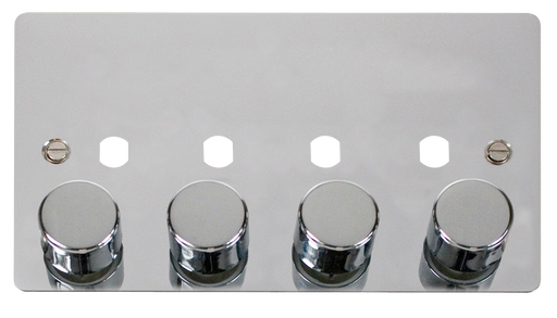 Click Define FPCH154PL Flat Plate 4G Unfurnished Dimmer Plate & Knobs (1600W Max) - Polished Chrome - westbasedirect.com