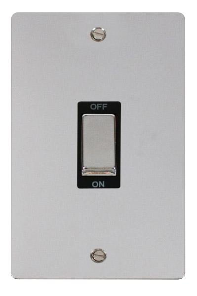 Click Define FPCH502BK Flat Plate 45A Ingot 2G Double Pole Switch (Vertical) - Polished Chrome (Black) - westbasedirect.com