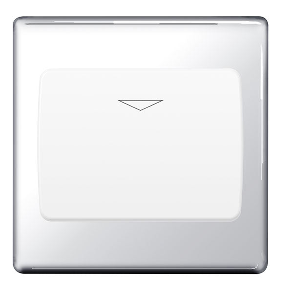 BG FPCKYCSW Flatplate Screwless Hotel Key Card Switch 16A - Grey Insert - Polished Chrome - westbasedirect.com