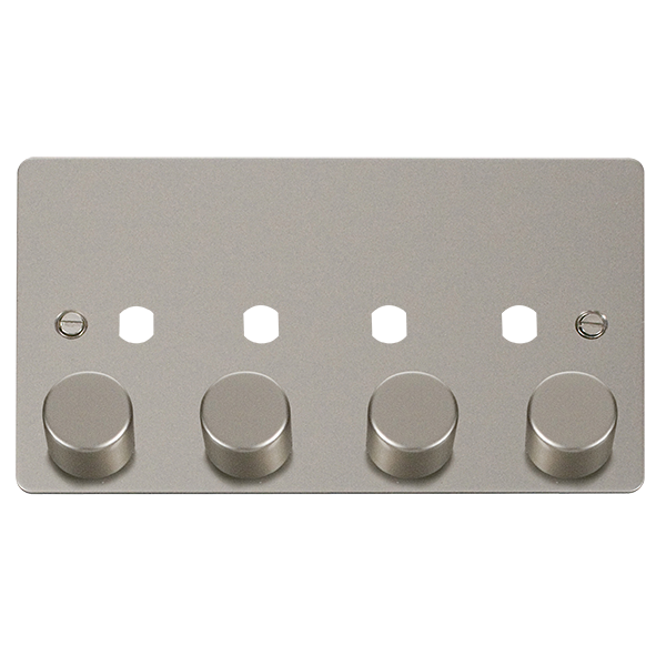 Click Define FPPN154PL Flat Plate 4G Unfurnished Dimmer Plate & Knobs (1600W Max) - Pearl Nickel - westbasedirect.com
