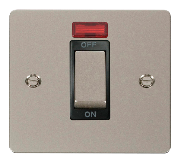 Click Define FPPN501BK Flat Plate 45A Ingot 1G Double Pole Switch + Neon - Pearl Nickel (Black) - westbasedirect.com
