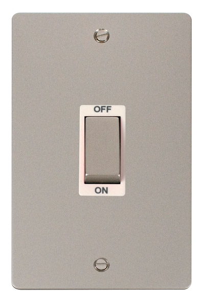 Click Define FPPN502WH Flat Plate 45A Ingot 2G Double Pole Switch (Vertical) - Pearl Nickel (White) - westbasedirect.com