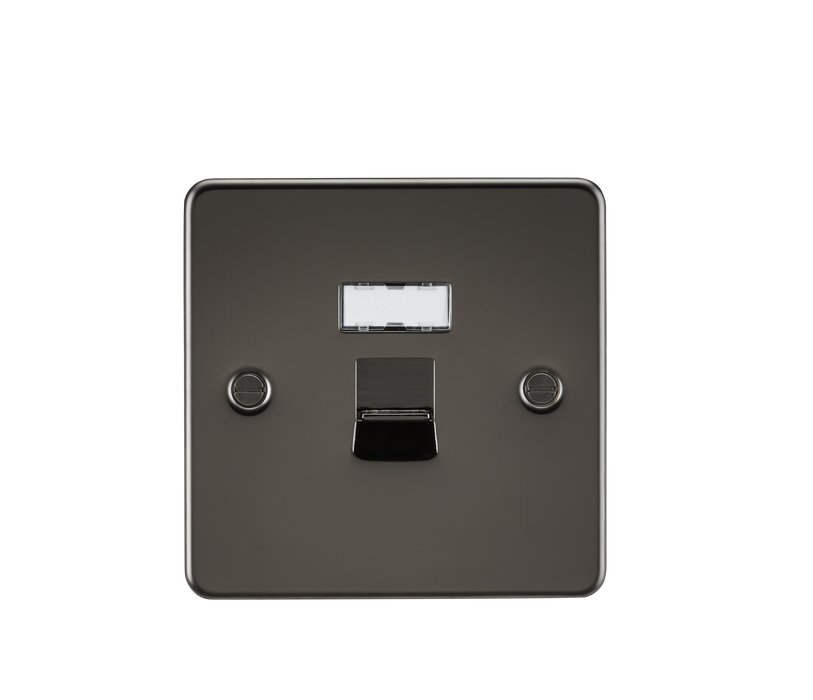 Knightsbridge FPRJ45GM Flat Plate RJ45 Network Outlet - Gunmetal - westbasedirect.com