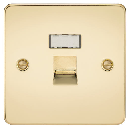 Knightsbridge FPRJ45PB Flat Plate RJ45 Network Outlet - Polished Brass - westbasedirect.com