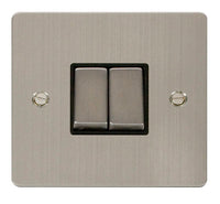 Click Define FPSS412BK Flat Plate 10AX Ingot 2-Gang 2-Way Plate Switch - Stainless Steel (Black)