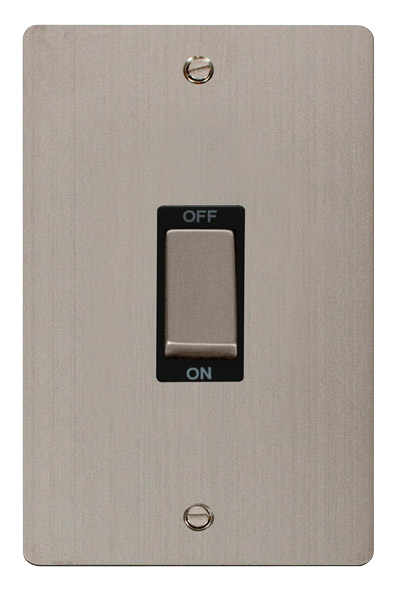 Click Define FPSS502BK Flat Plate 45A Ingot 2G Double Pole Switch (Vertical) - Stainless Steel (Black) - westbasedirect.com