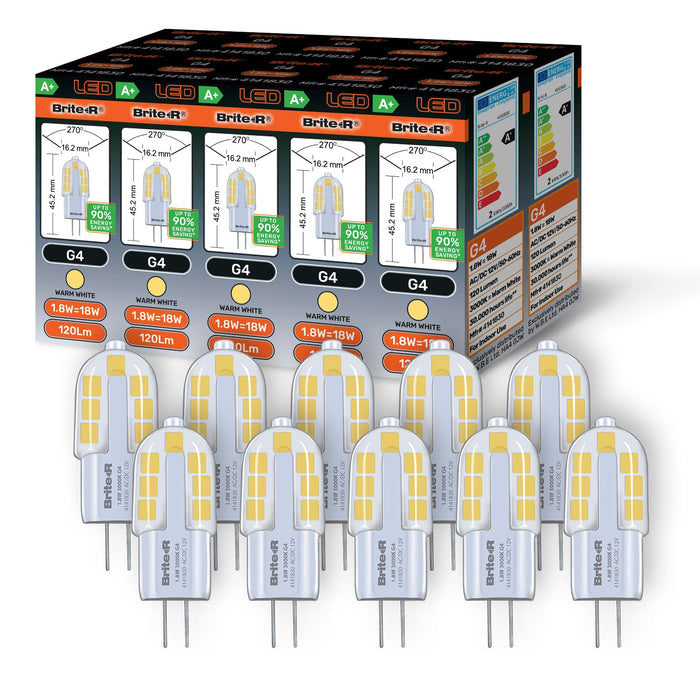 Brite-R 1.8W G4 LED Bulb Warm White 3000K (10 Pack)