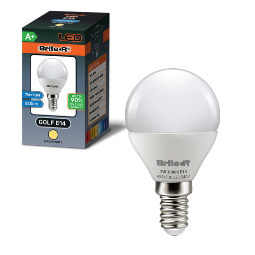 Brite-R 7W E14 SES Golf LED Bulb Warm White 3000K - westbasedirect.com