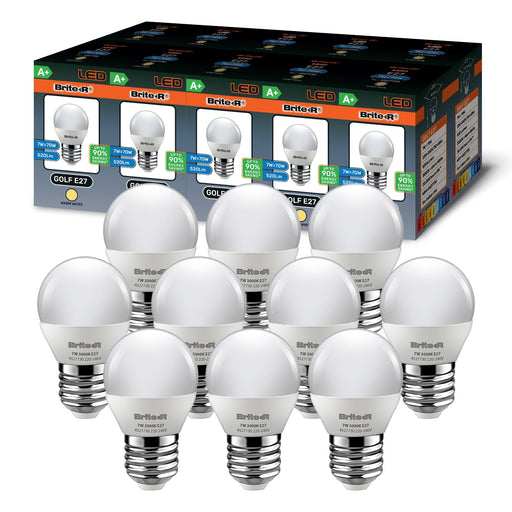 Brite-R 7W E27 ES Golf LED Bulb Warm White 3000K (10 Pack) - westbasedirect.com