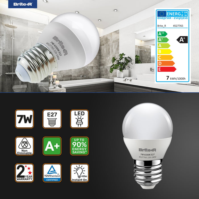 Brite-R 7W E27 ES Golf LED Bulb Cool White 6500K - westbasedirect.com
