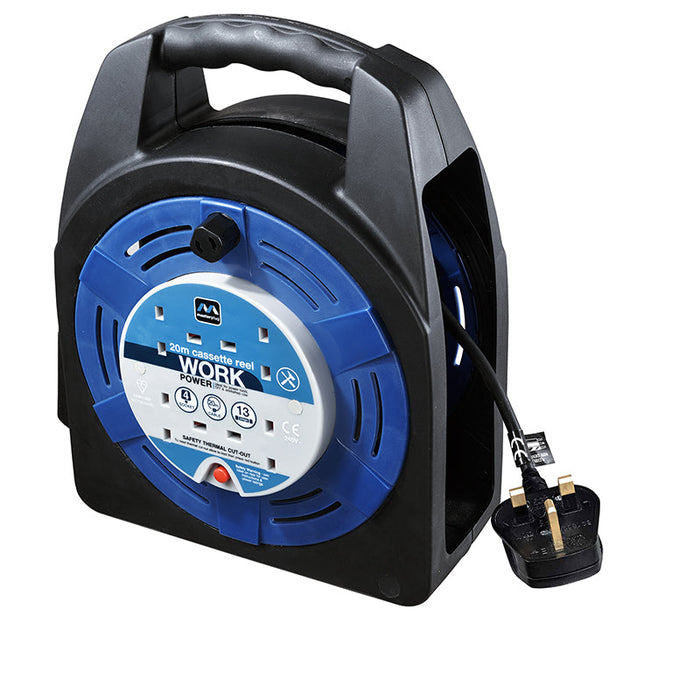 Masterplug 4 Socket 20m 13A Case Reel - Blue - westbasedirect.com