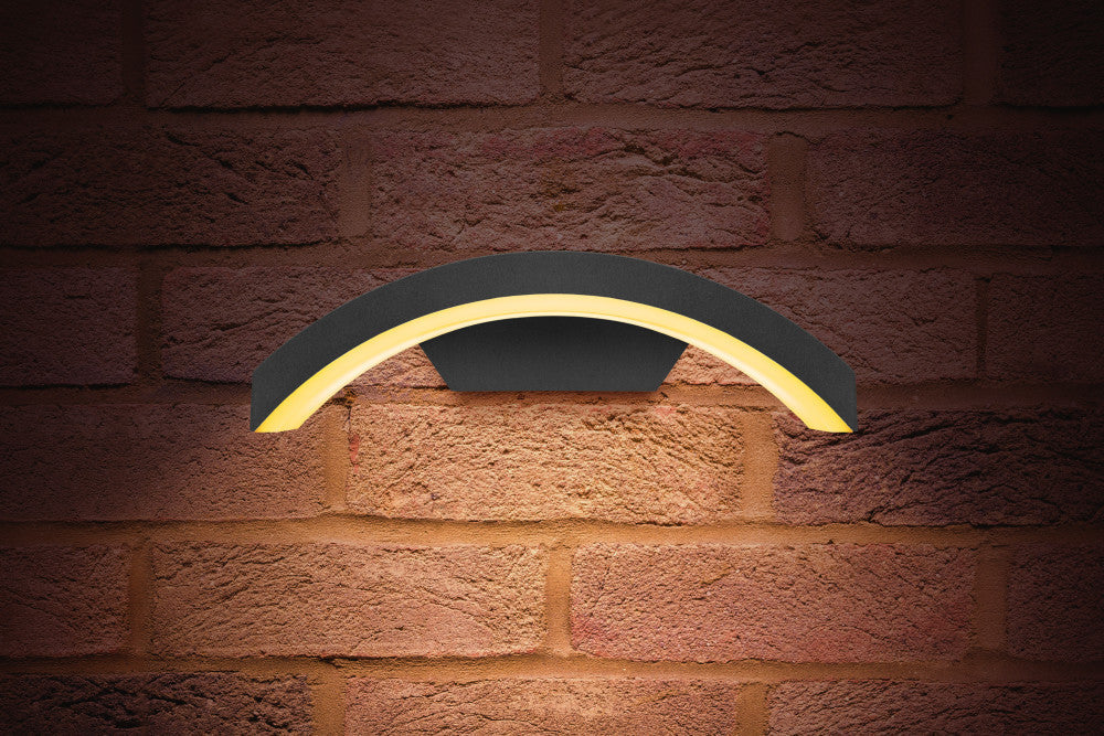 Integral ILDEA008 Outdoor Decorative Wall Light Curve IP54 360Lm 7.5W 3000K Down Light Dark Grey - westbasedirect.com